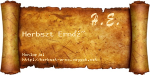 Herbszt Ernő névjegykártya